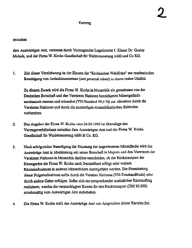 Vertrag mit Auswrtigem Amt Minenrumung in Mosambik Seite 1